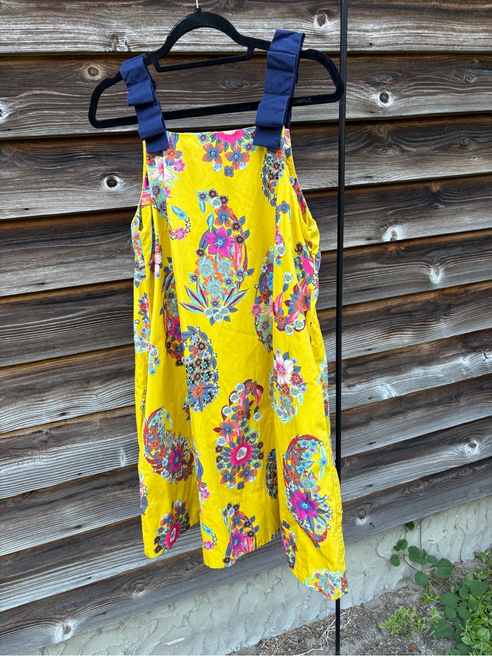 Maeve Yellow Floral Sundress with Navy Strap Details